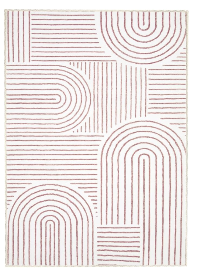 Alfombra Lahome rosa + blanco