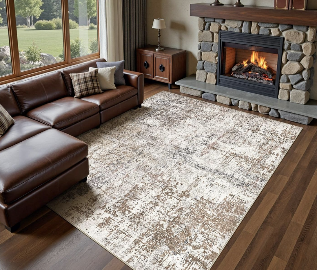Alfombra neutral brown/grey/red