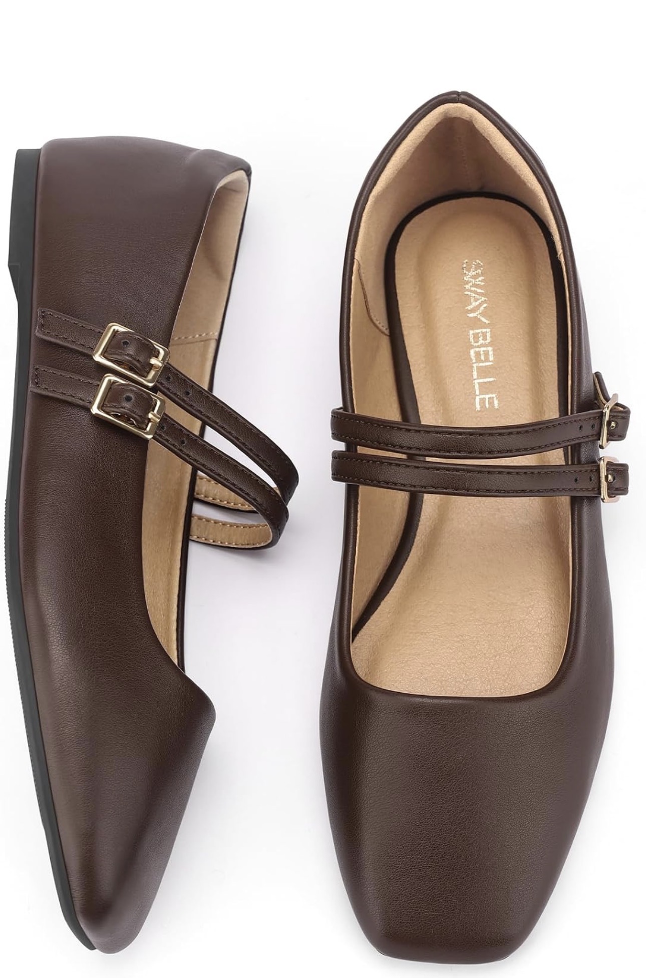 Zapatos Mary Jane chocolate de doble correa
