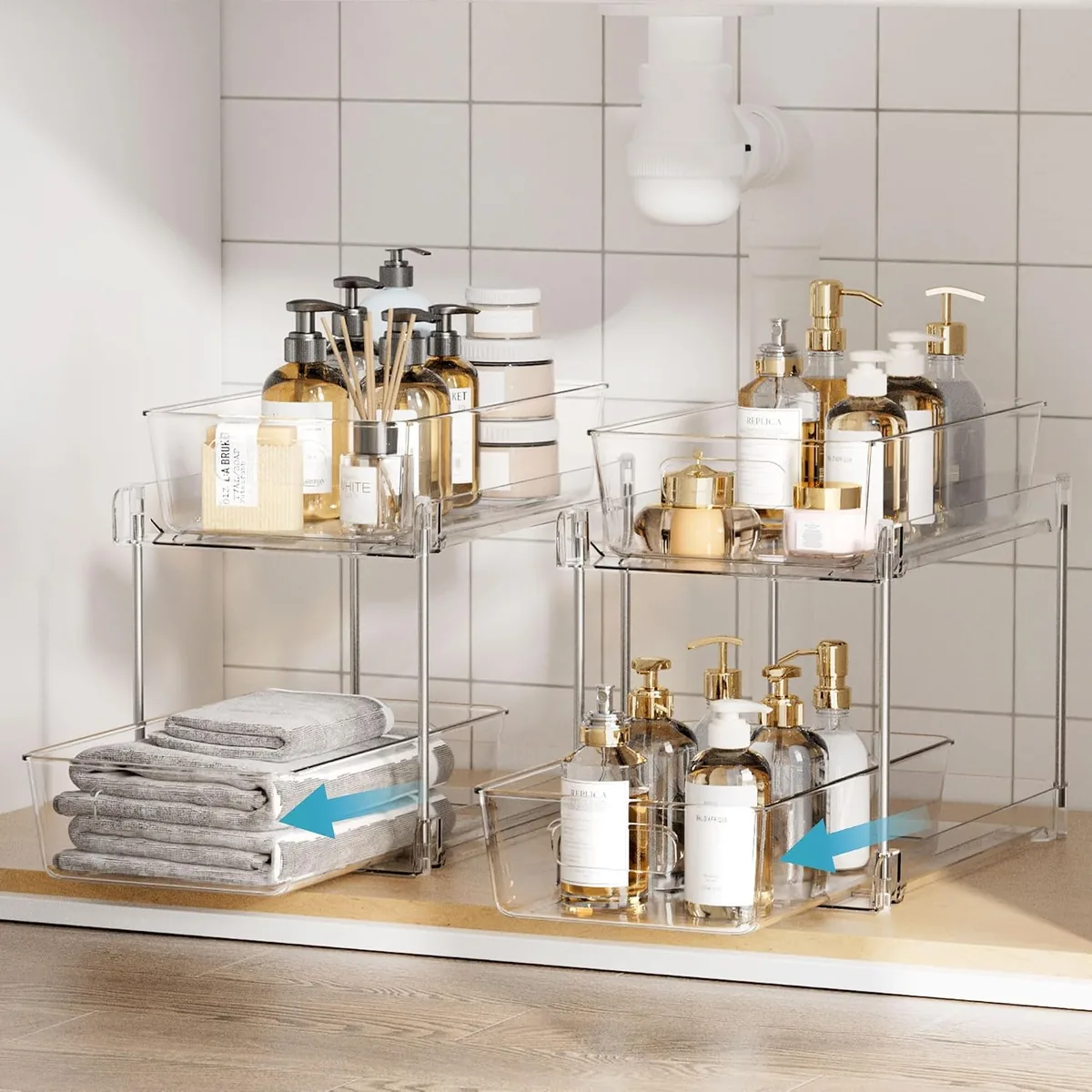 Vtopmart — 4 Pack Pull Out Bathroom Under Sink Organizer