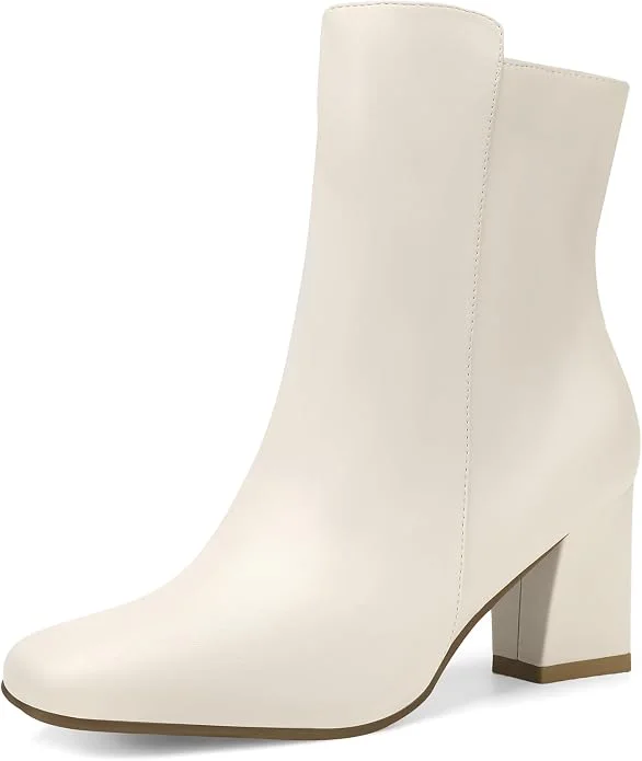 Botas blancas IDIFU de tacón cuadrado