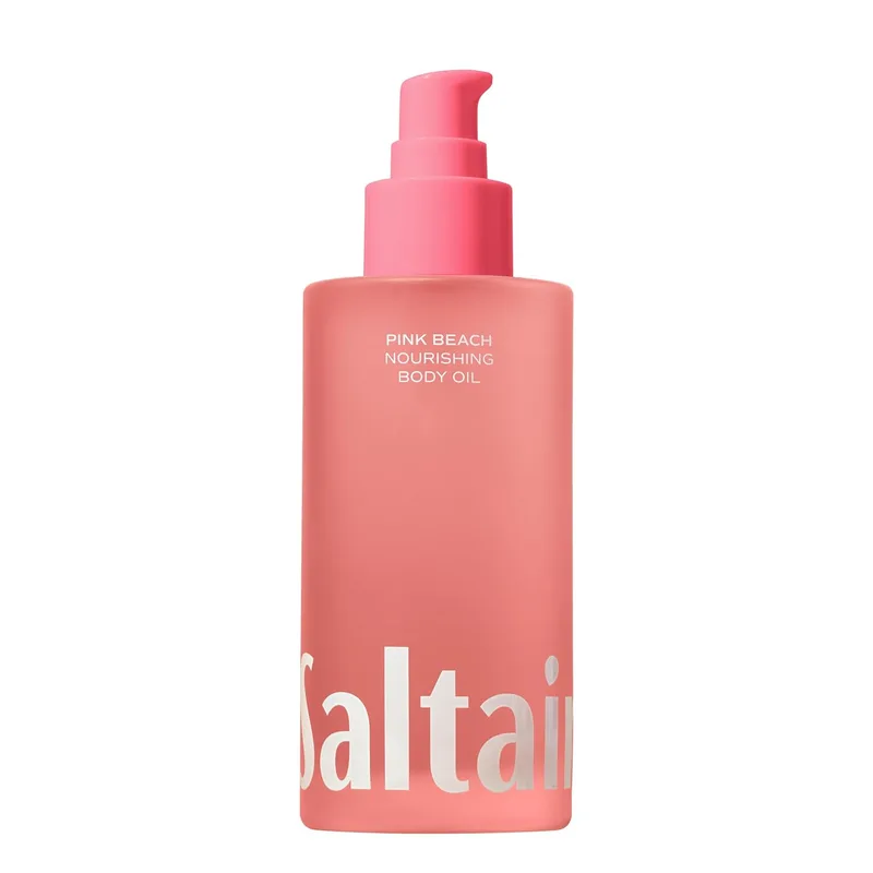 Aceite corporal Saltair Pink Beach Nourishing Body Oil en frasco rosa