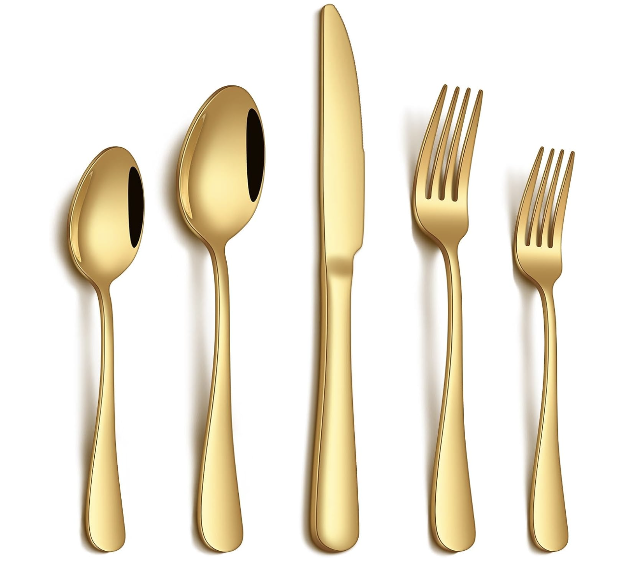 Set de 20 piezas de cubiertos dorados de acero inoxidable