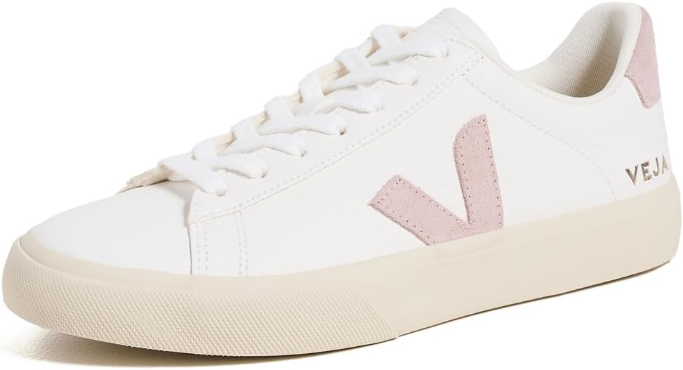 Tenis Veja Campo blancos con detalles rosa