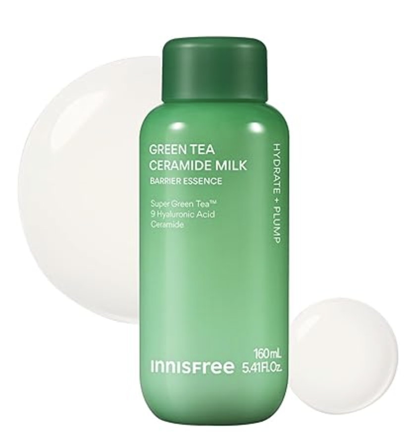 Botella verde del tónico lechoso innisfree Green Tea Ceramide Milk