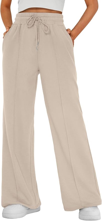 Pantalón deportivo beige de pierna ancha