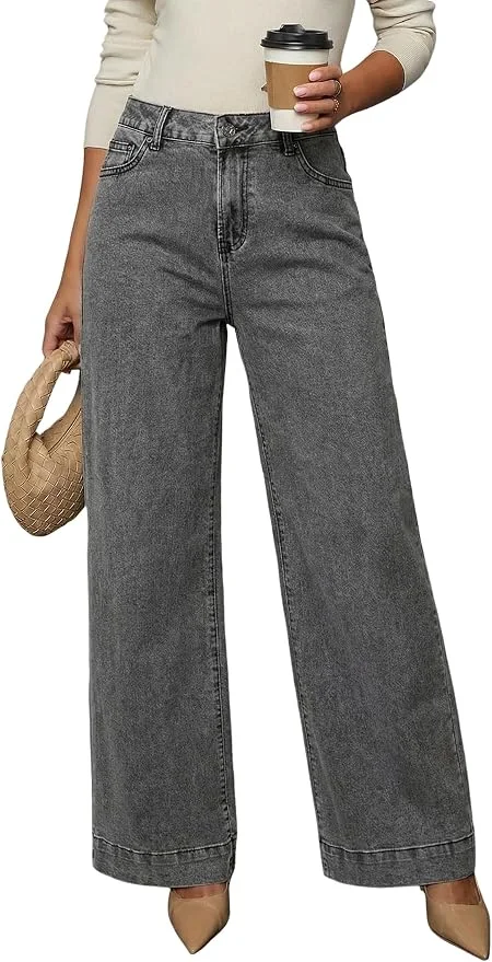 Jeans anchos gris desgastado Dokotoo
