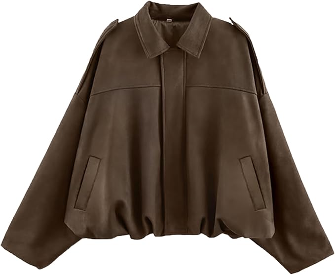 Chamarra bomber café oversize
