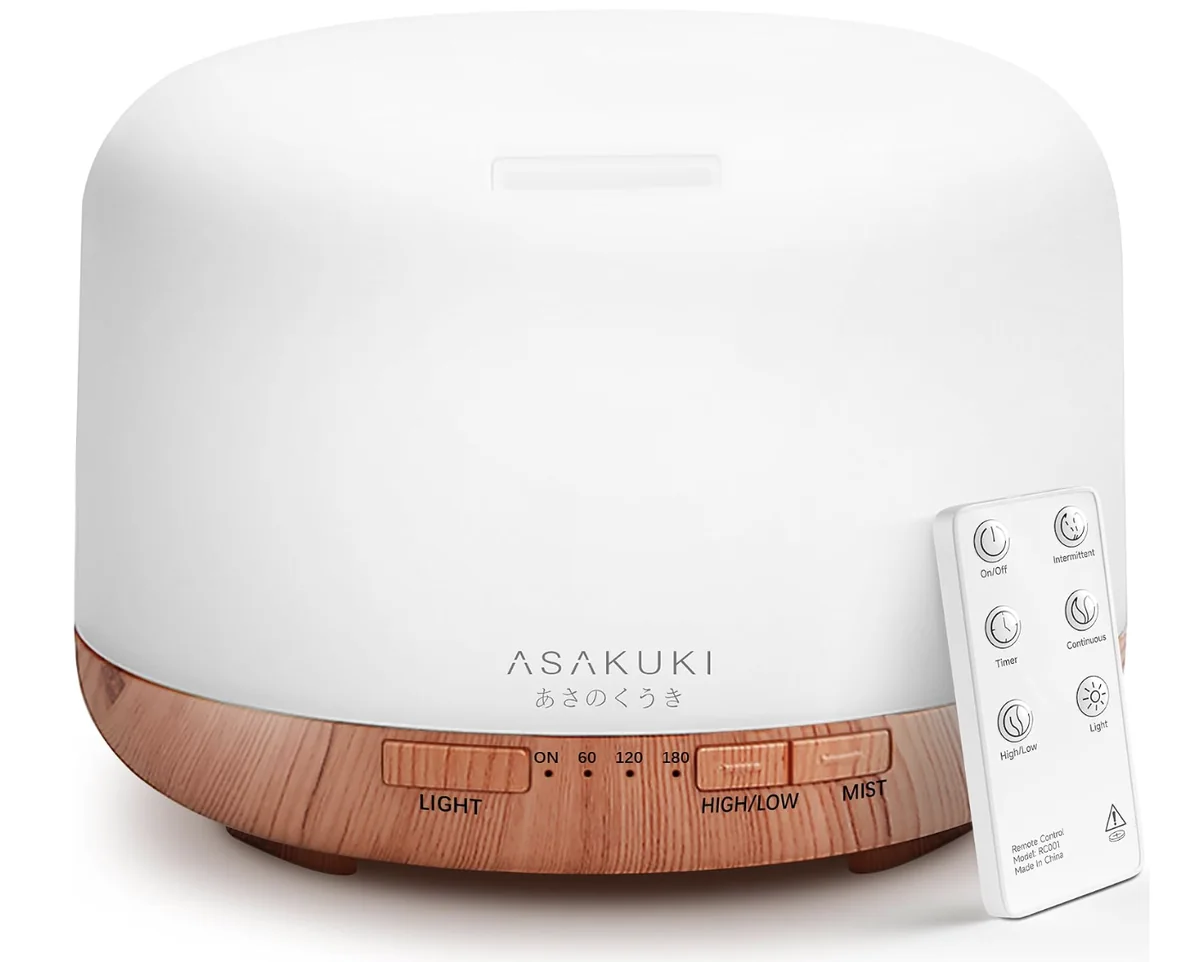 Difusor de aceites ASAKUKI blanco de 500 ml con control remoto