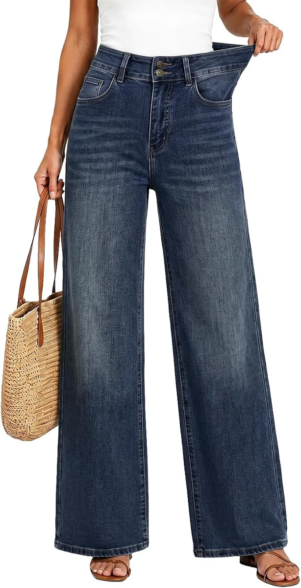 Jeans wide leg azul