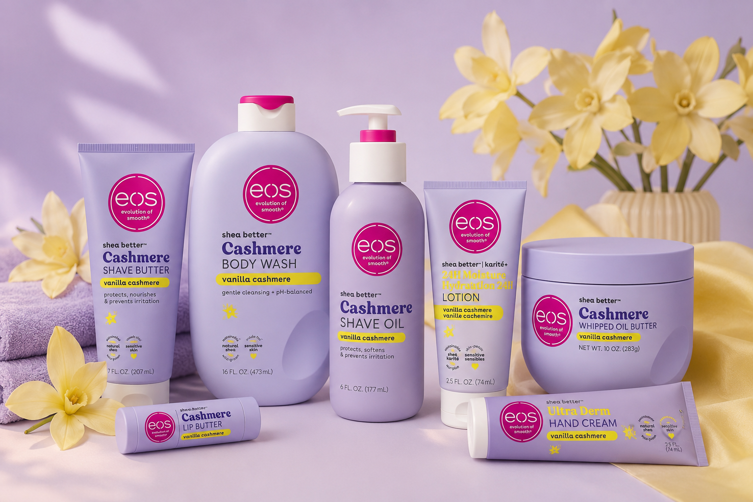 Colección EOS Vanilla Cashmere para una rutina de baño que huele delicioso todo el día
