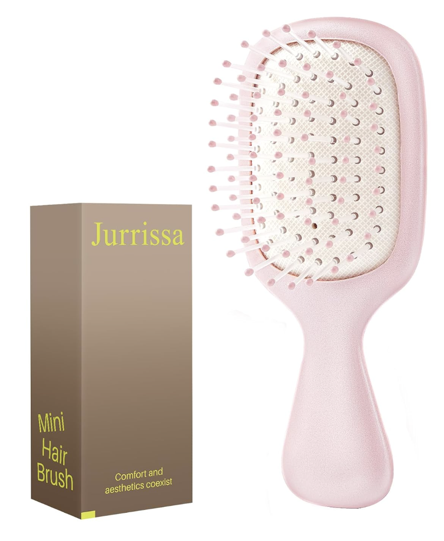 Mini cepillo rosa Jurrissa para bolso y neceser de viaje