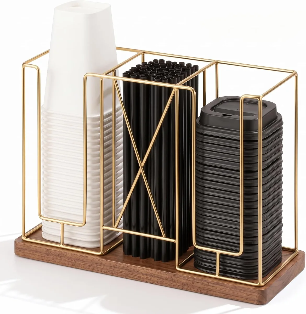 Organizador de 3 compartimentos para vasos y tapas