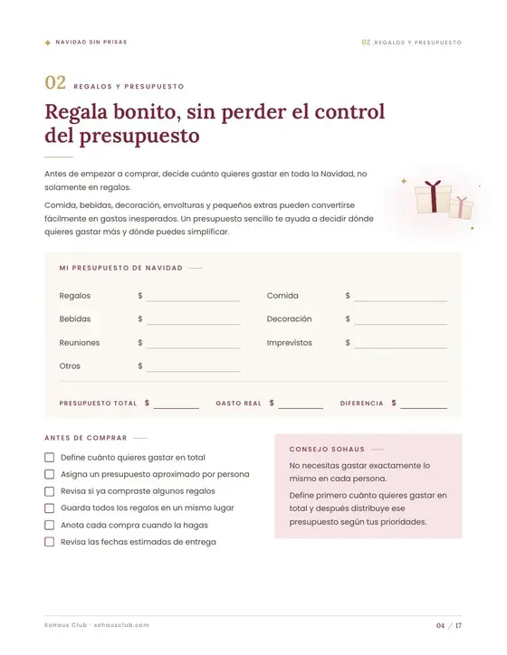 Vista previa: Presupuesto de Navidad