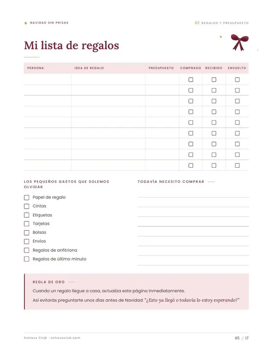 Vista previa: Lista de regalos