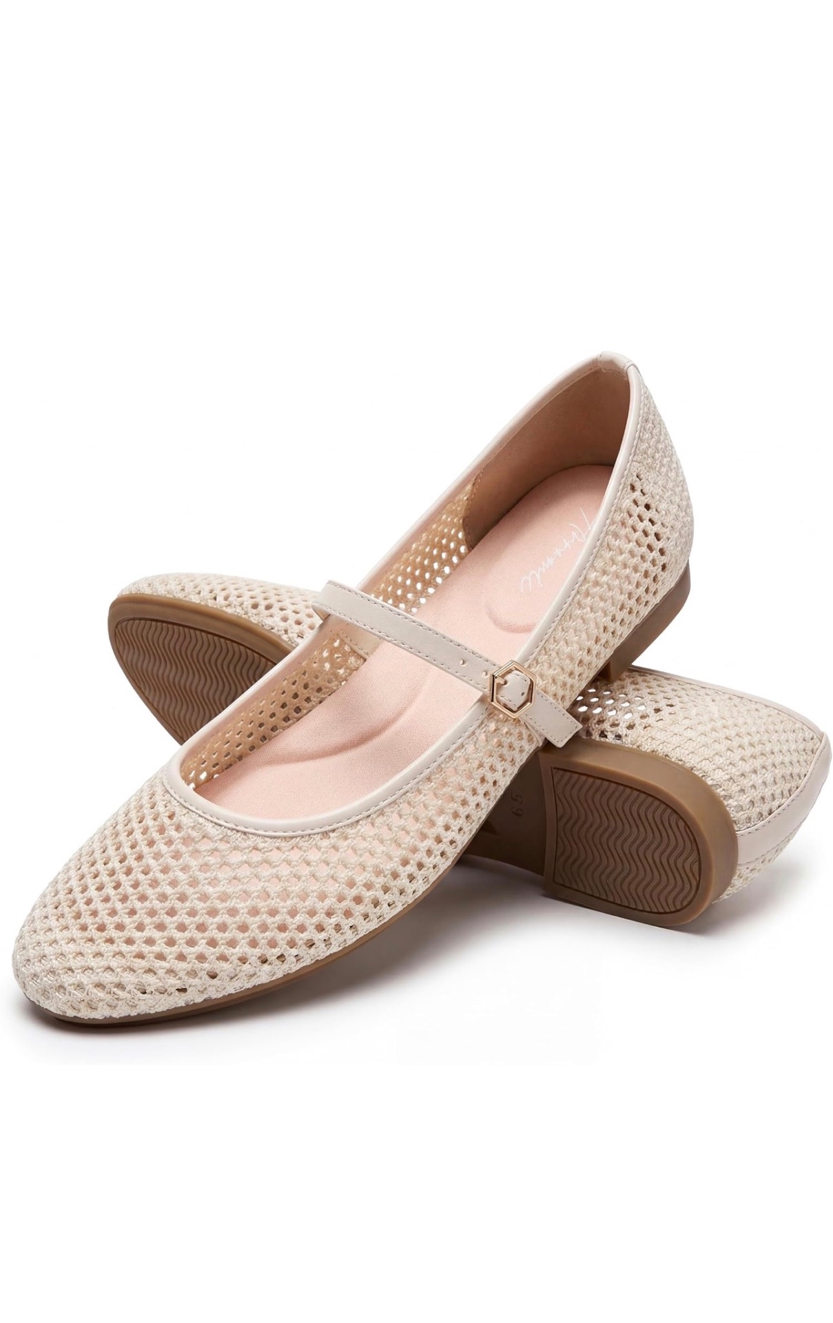 Zapatos Mary Jane crema tejido