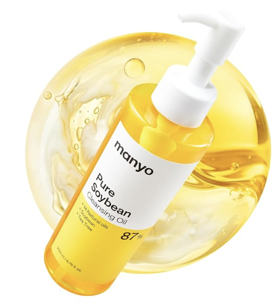 Botella amarilla del aceite limpiador ma:nyo Pure Soybean Cleansing Oil