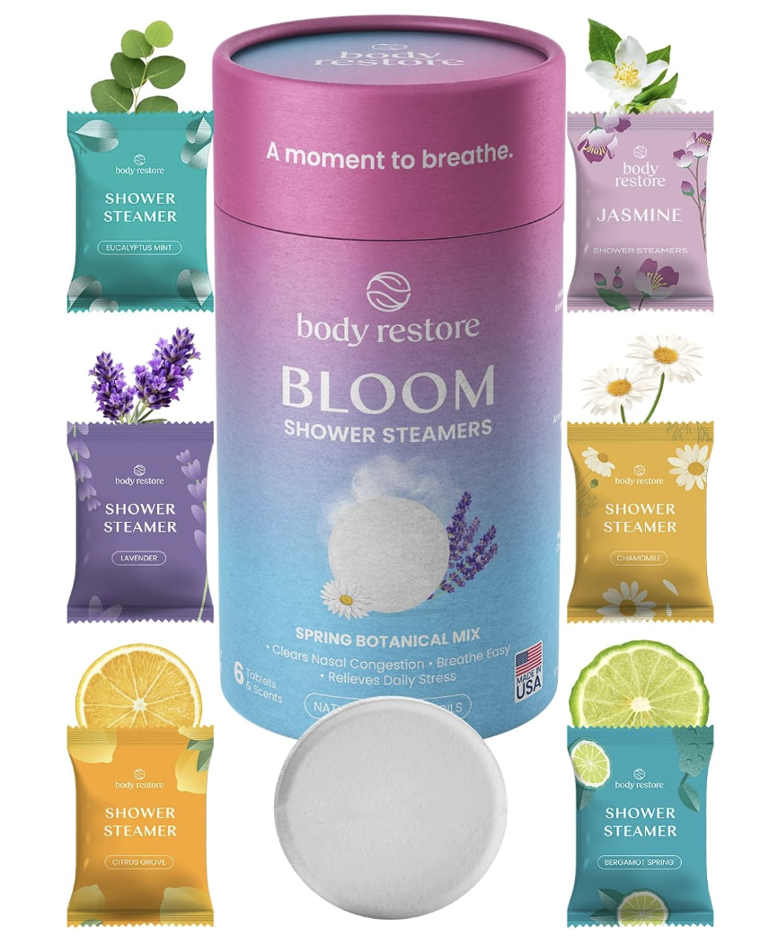 Set Body Restore Bloom de seis tabletas aromáticas botánicas para la ducha