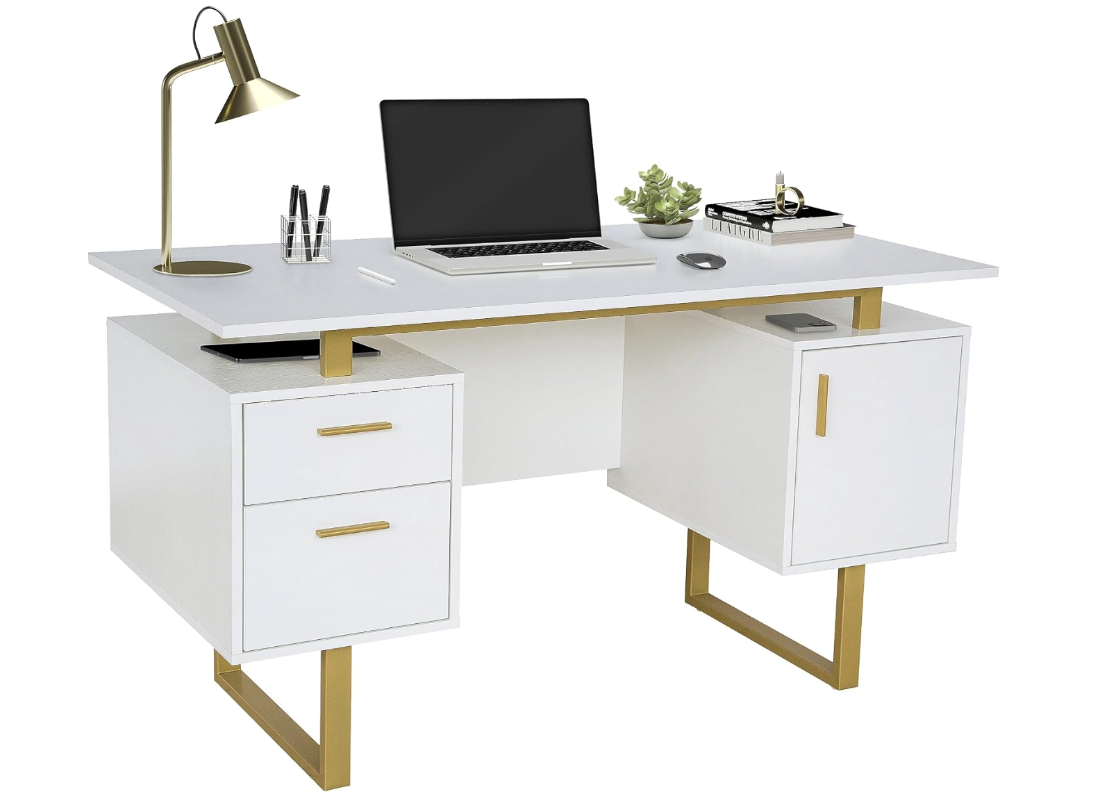 Escritorio blanco + dorado Techni Mobili