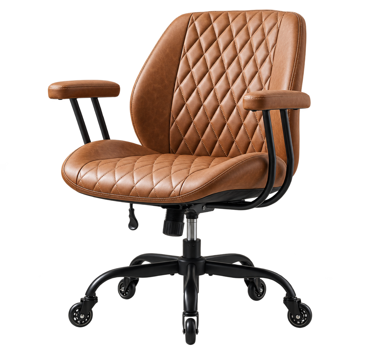 Silla YFO en cuero marrón/cognac