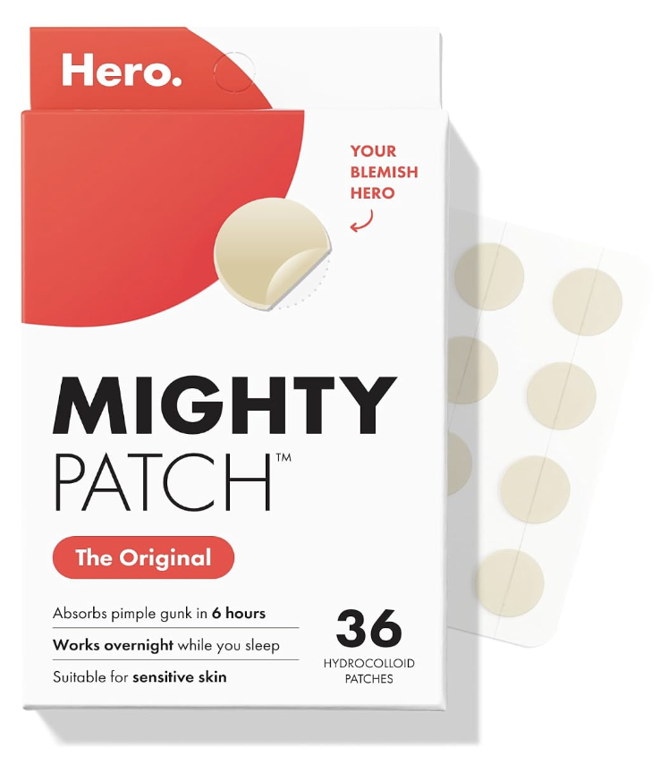 Caja Mighty Patch Original de Hero Cosmetics con 36 parches hidrocoloides para granitos