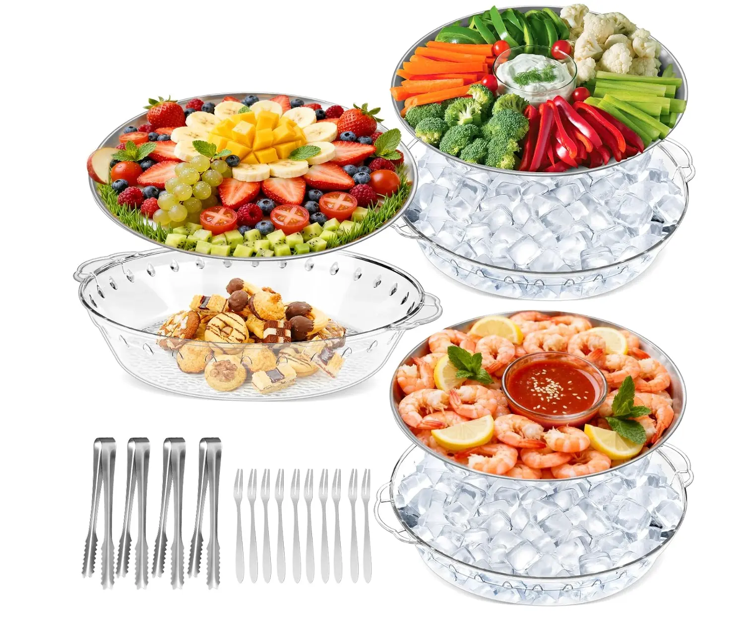Set de tres bandejas refrigeradas para mantener fríos los aperitivos