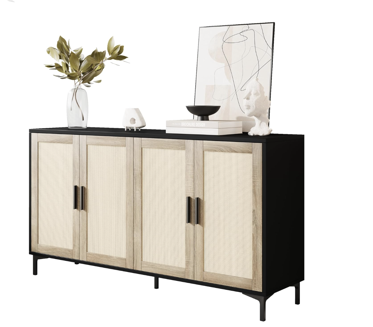 JASIWAY sideboard negro + ratán