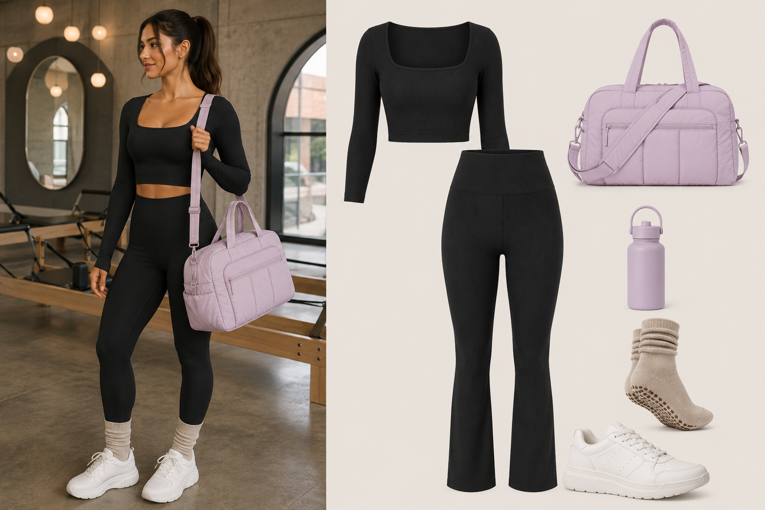 Look 07 · The Pilates Classic — outfit completo de Pilates con accesorios