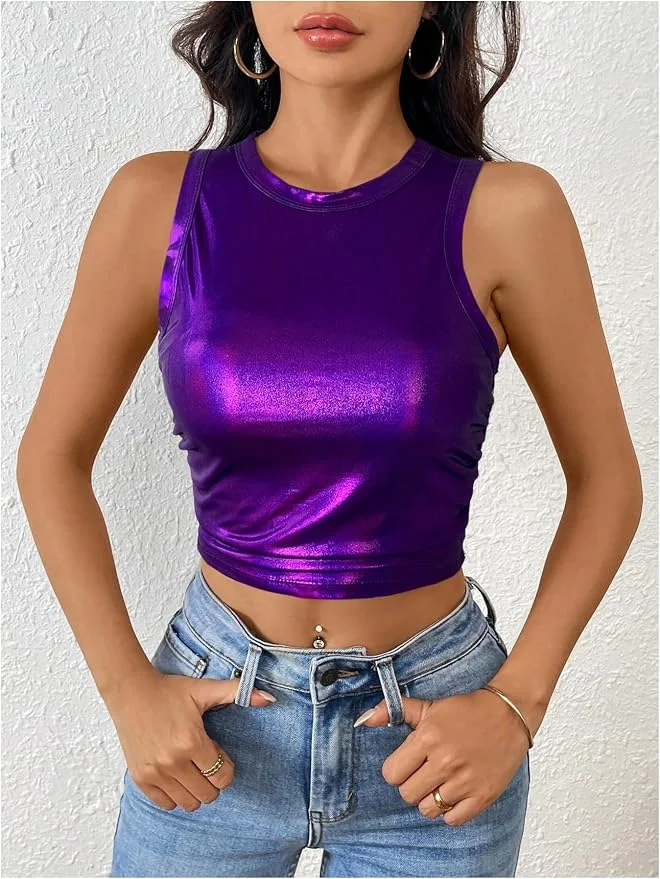 Top morado metálico Floerns