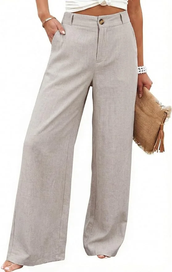 Pantalón beige de pierna ancha